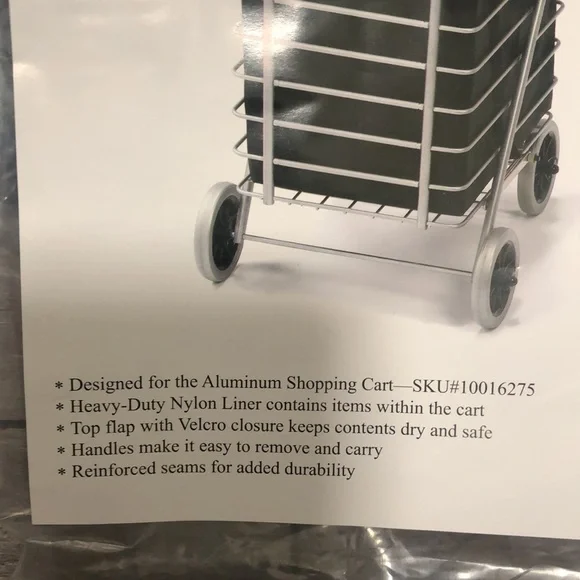 NIB heavy duty shopping cart liner in black nylon top flap Velcro closure - Picture 2 of 13